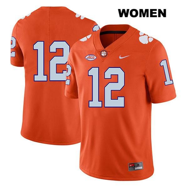 Women's Clemson Tigers #12 K'Von Wallace Stitched Orange Legend Authentic Nike No Name NCAA College Football Jersey CRD5746AW